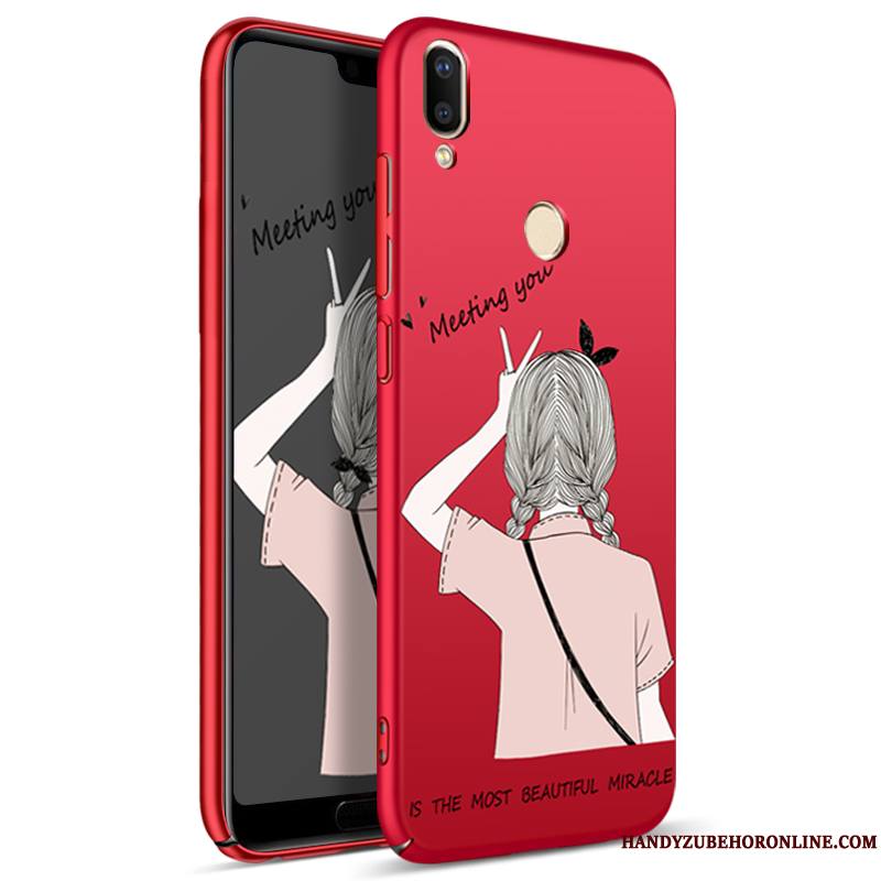 Huawei P20 Lite Tendance Coque De Téléphone Rouge Difficile Délavé En Daim Étui Nouveau