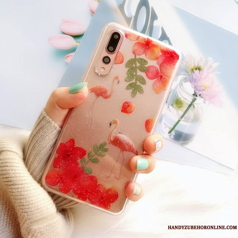 Huawei P20 Pro Beau Coque De Téléphone Fleur Fluide Doux Oiseau