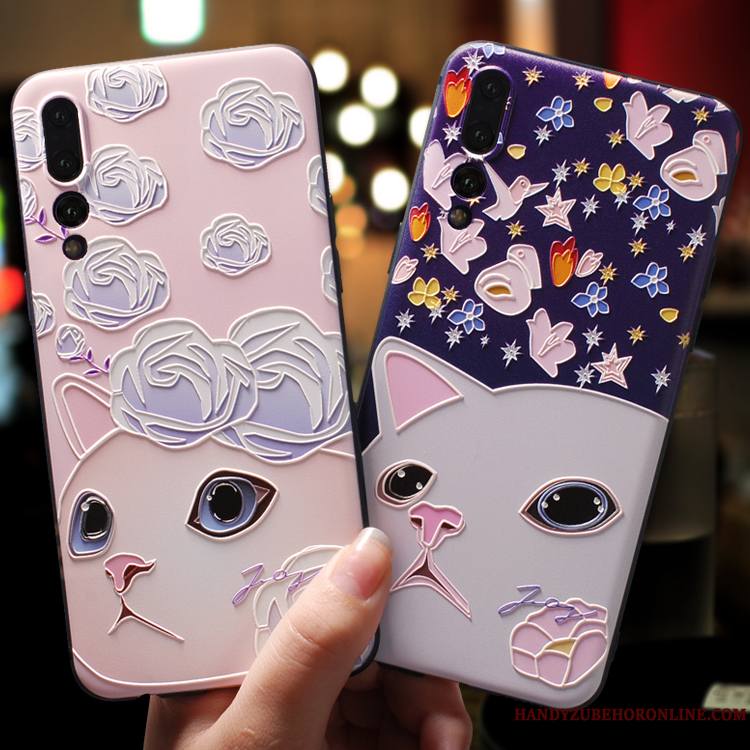 Huawei P20 Pro Coque Dessin Animé Vent Délavé En Daim Protection Silicone Étui Créatif