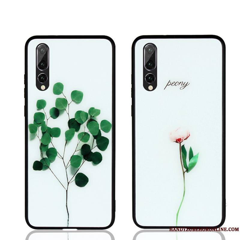 Huawei P20 Pro Coque Simple Incassable Fluide Doux Difficile Blanc Petit Net Rouge