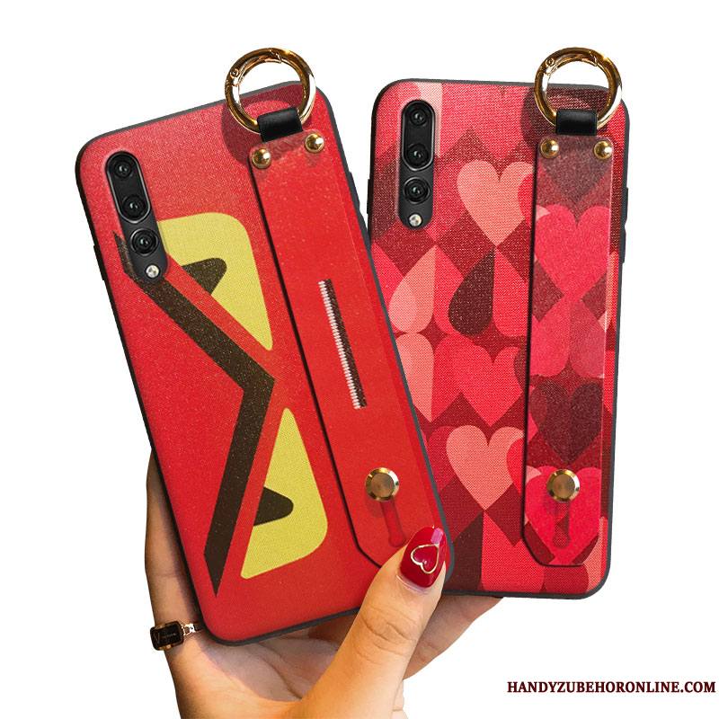 Huawei P20 Pro Coque Tendance Tissu Rouge Personnalité Modèle Fleurie Dessin Animé Silicone