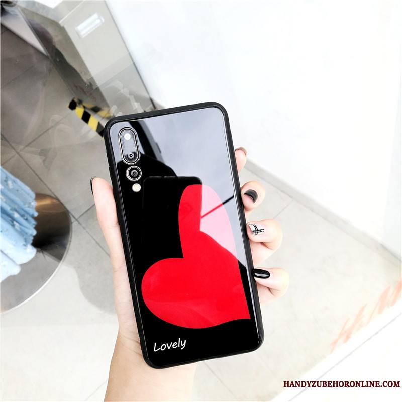 Huawei P20 Pro Miroir Coque De Téléphone Verre Amour Étui Protection Noir