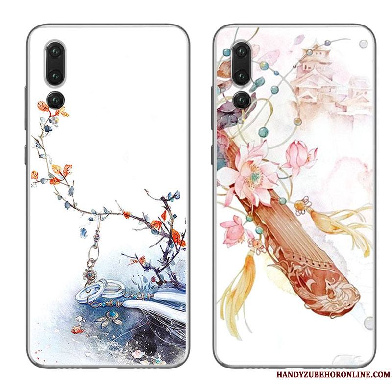 Huawei P20 Pro Ornements Suspendus Étui Coque De Téléphone Art Blanc Protection Silicone