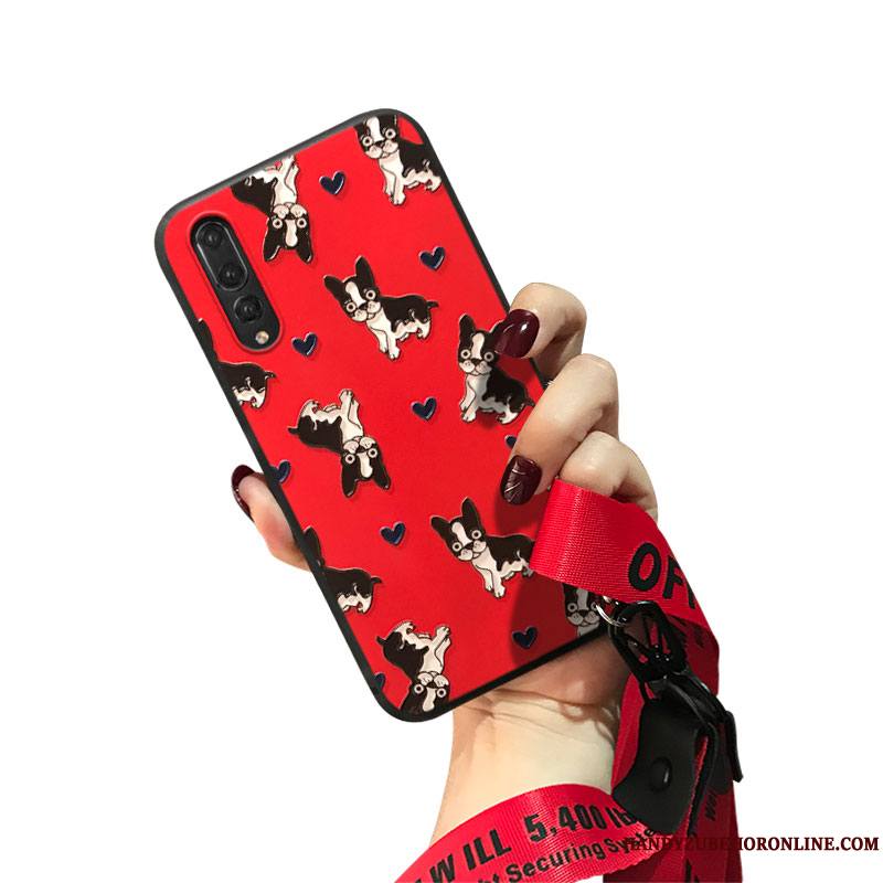 Huawei P20 Pro Silicone Dessin Animé Rouge Étui Personnalité Coque De Téléphone