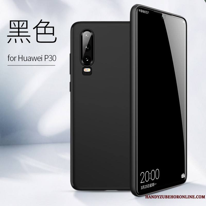 Huawei P30 Coque De Téléphone Noir Tendance Très Mince Incassable Tout Compris Fluide Doux