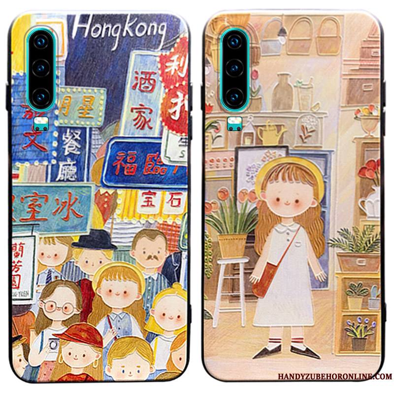 Huawei P30 Coque Incassable Tendance Silicone Boucle Charmant Dessin Animé Support