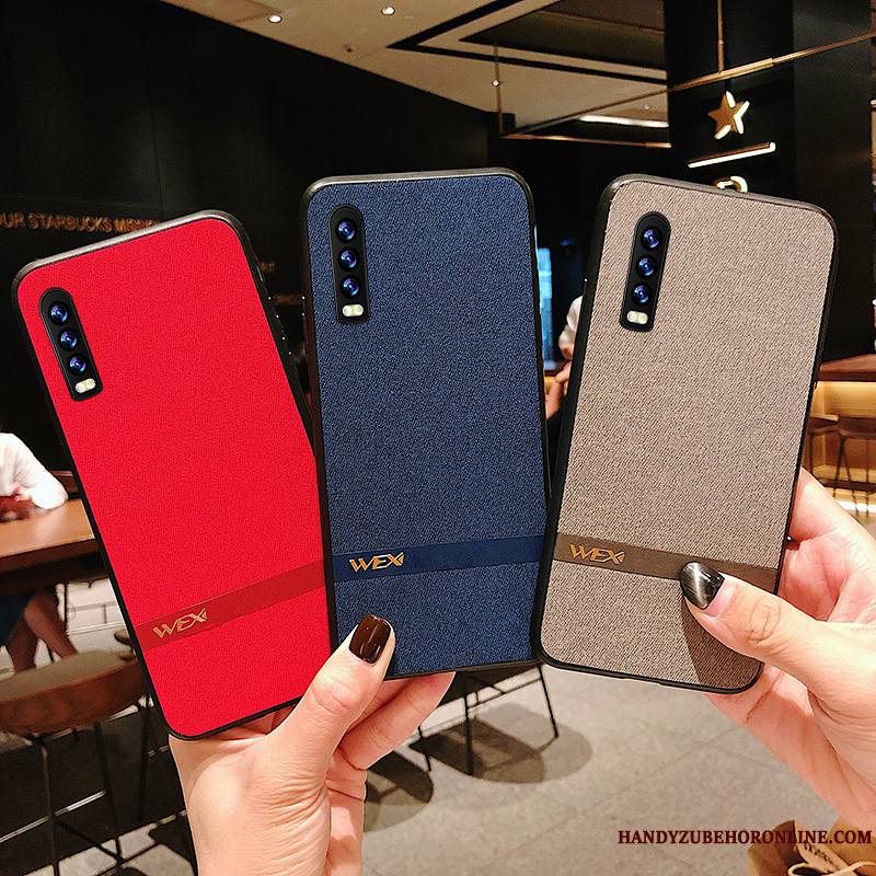 Huawei P30 Coque Net Rouge Simple Nouveau Personnalité Étui Protection Fluide Doux