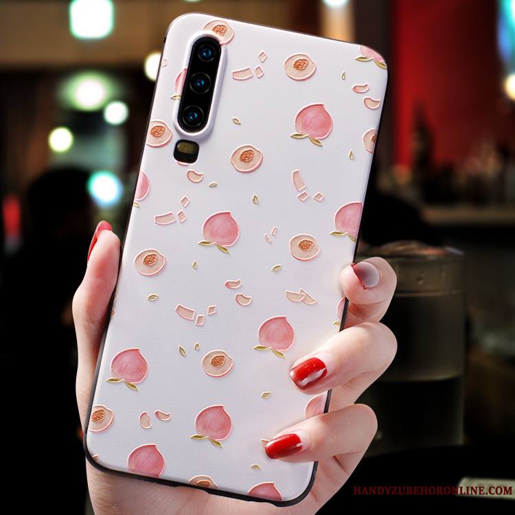 Huawei P30 Coque Tout Compris Personnalité Silicone Délavé En Daim Marque De Tendance Net Rouge Rose