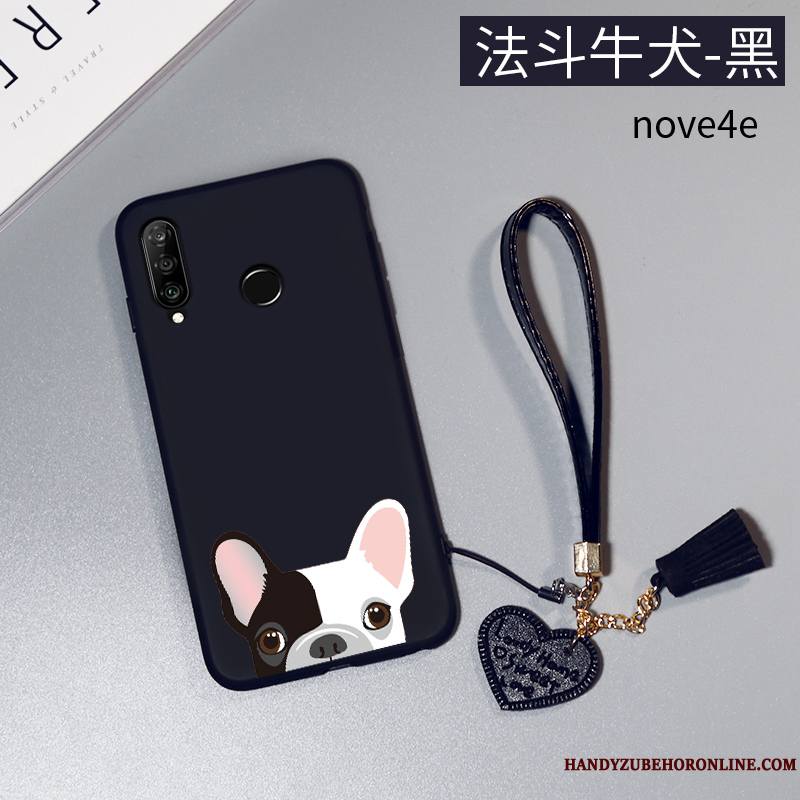 Huawei P30 Lite Amoureux Étui Charmant Délavé En Daim Nouveau Noir Coque De Téléphone