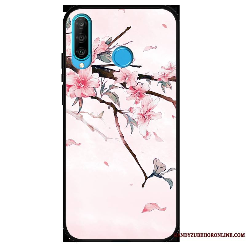 Huawei P30 Lite Fluide Doux Support Jeunesse Coque Silicone De Téléphone Rose