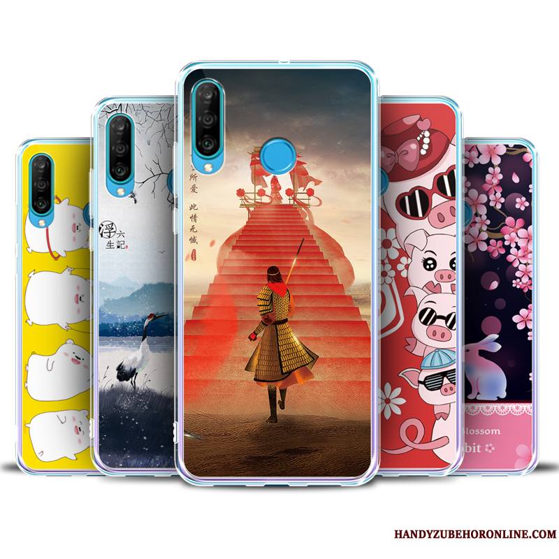 Huawei P30 Lite Incassable Fluide Doux Coque De Téléphone Étui Ornements Suspendus Protection Rouge