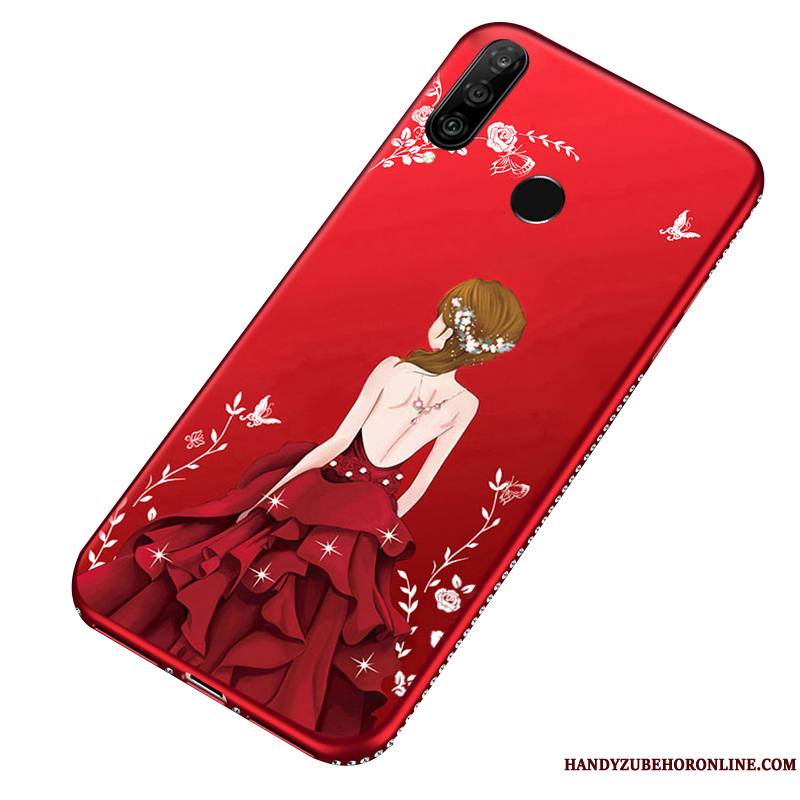 Huawei P30 Lite Ornements Suspendus Rouge Coque De Téléphone Créatif Mode Fluide Doux