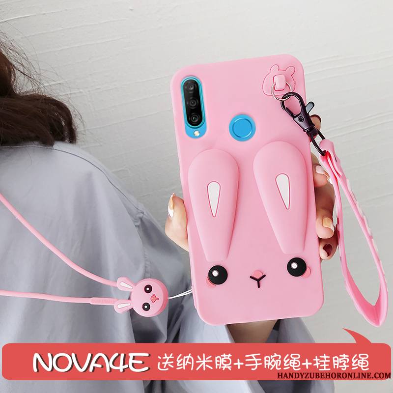 Huawei P30 Lite Personnalité Étui Incassable Lapin Coque De Téléphone Charmant Rose