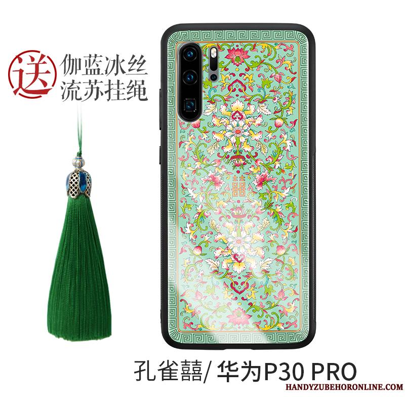 Huawei P30 Pro Coque De Téléphone Incassable Vert Étui Créatif Personnalité Style Chinois