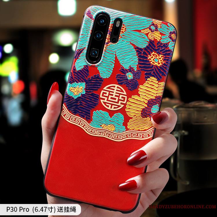 Huawei P30 Pro Coque Ornements Suspendus Incassable Nouveau Silicone Marque De Tendance Protection Étui