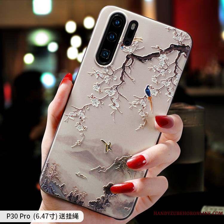 Huawei P30 Pro Coque Ornements Suspendus Tout Compris Protection Tendance Silicone Étui Incassable