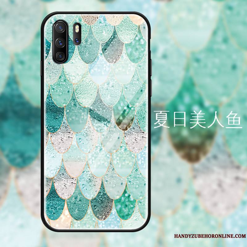 Huawei P30 Pro Coque Tout Compris Personnalité Verre Trempé Ornements Suspendus Créatif Tendance Sirène