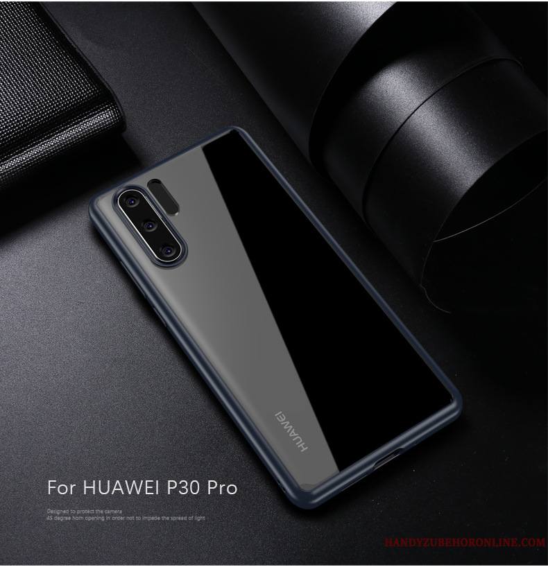 Huawei P30 Pro Créatif Bleu Coque De Téléphone Transparent Incassable Étui Simple