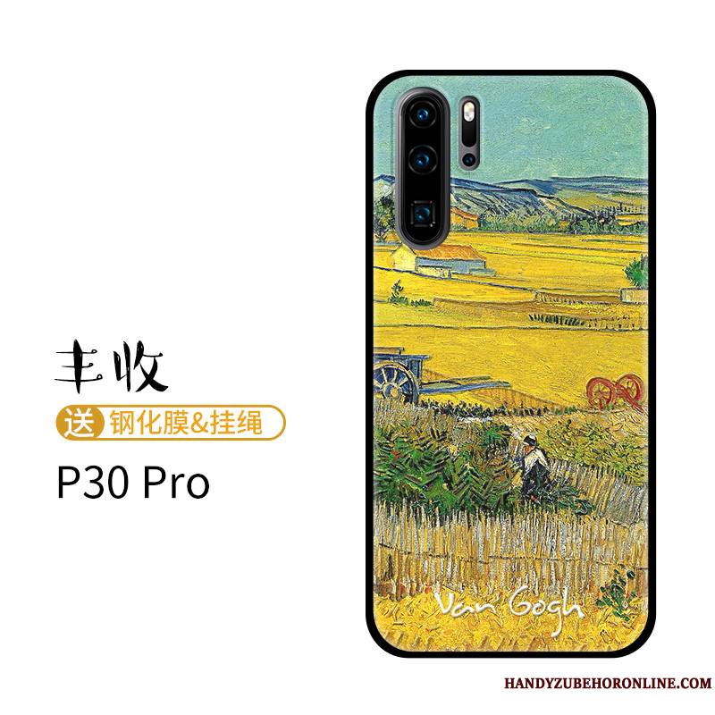 Huawei P30 Pro Haute Délavé En Daim Silicone Fluide Doux Incassable Dessin Animé Coque De Téléphone