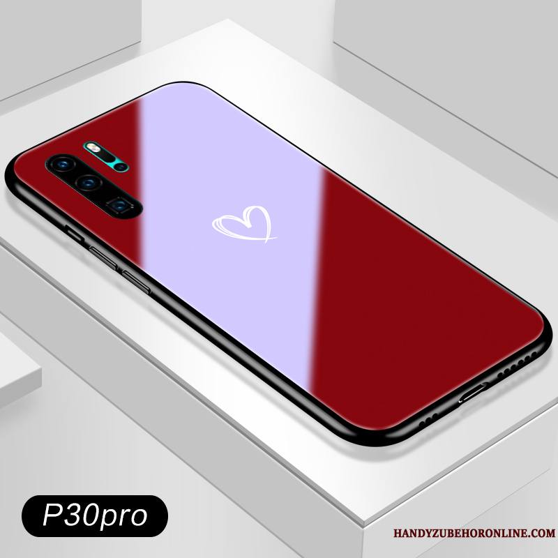 Huawei P30 Pro Luxe Amour Net Rouge Tout Compris Créatif Miroir Coque De Téléphone