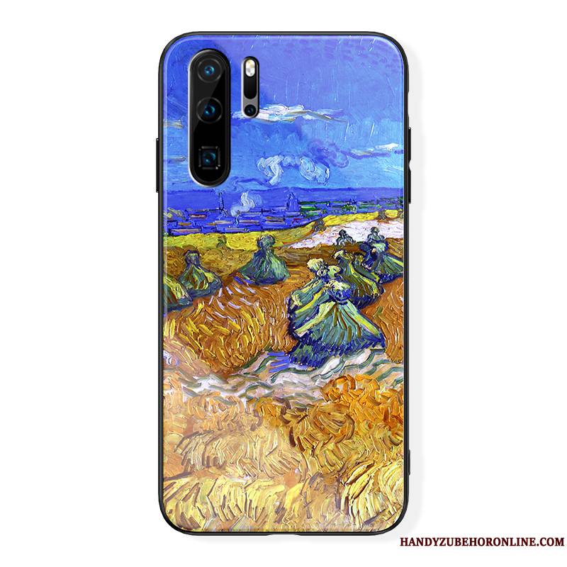 Huawei P30 Pro Étui Miroir Peinture À L'huile Vintage Luxe Personnalité Coque De Téléphone