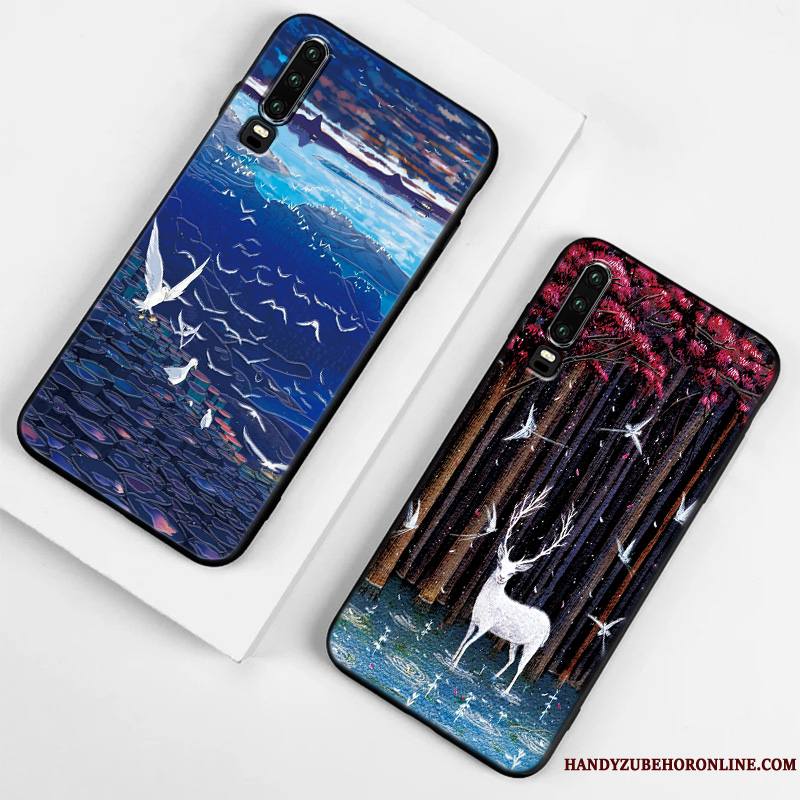 Huawei P30 Élégant Nouveau Simple Coque Étui Gaufrage Amoureux