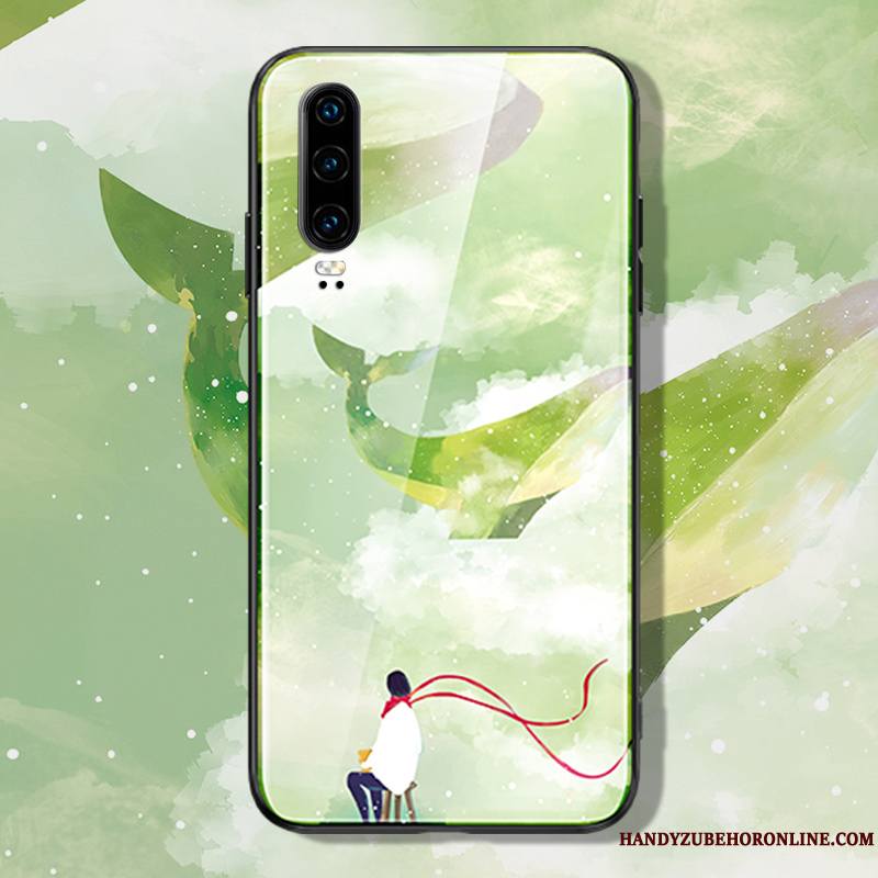 Huawei P30 Étui Très Mince Protection Vert Incassable Personnalité Coque De Téléphone