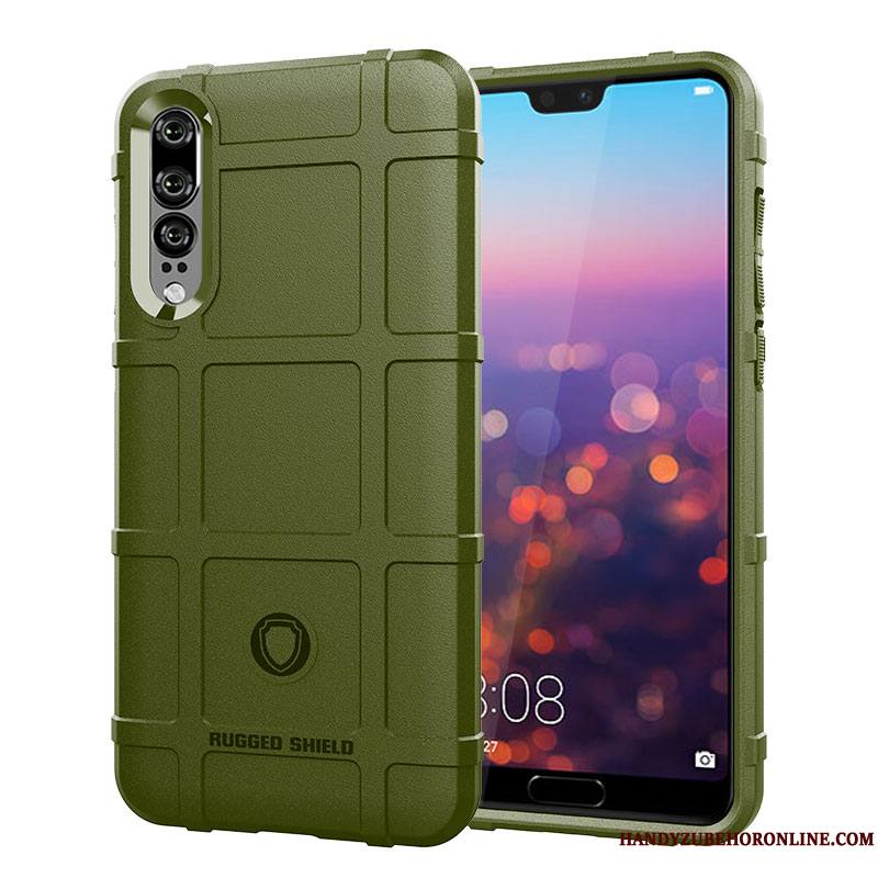 Huawei P30 Étui Vert Créatif Téléphone Portable Coque De Téléphone Délavé En Daim Incassable