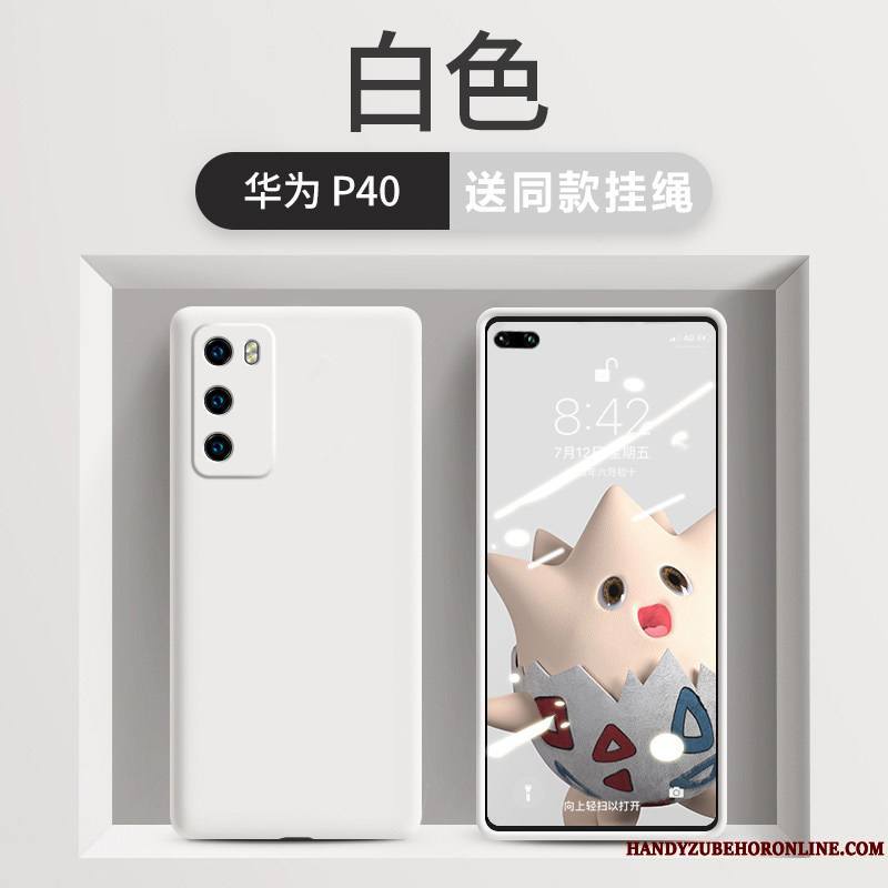 Huawei P40 Coque Net Rouge Étui Charmant Pure Protection Fluide Doux Blanc