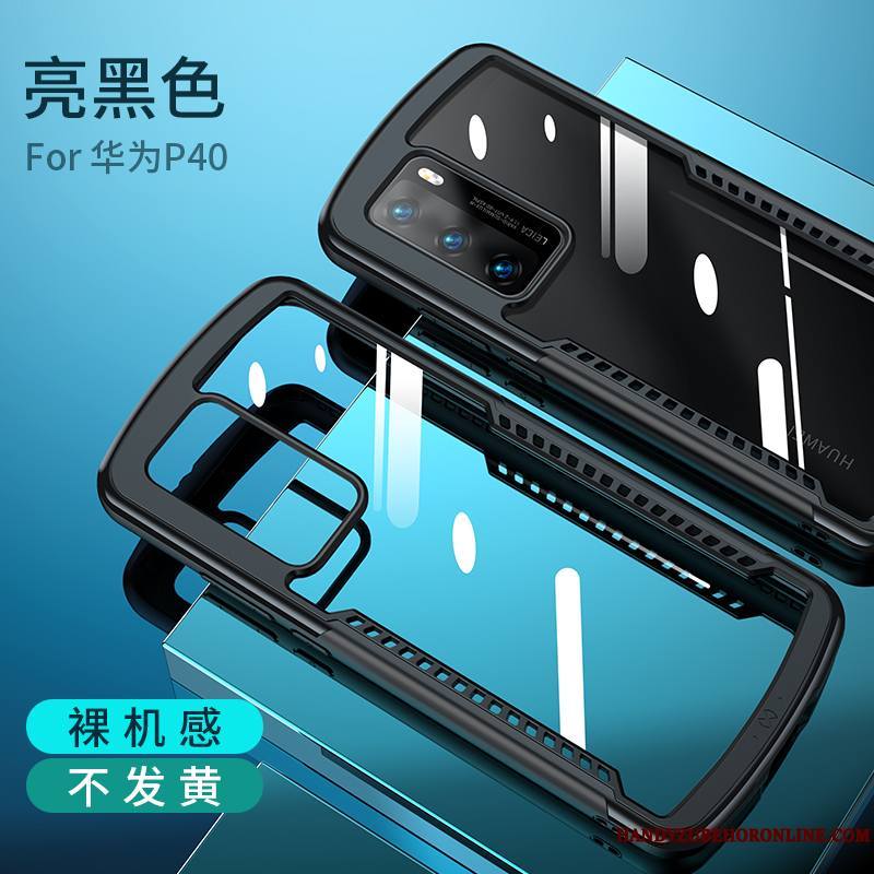Huawei P40 Coque Personnalité Silicone Incassable Verre Très Mince Étui Noir