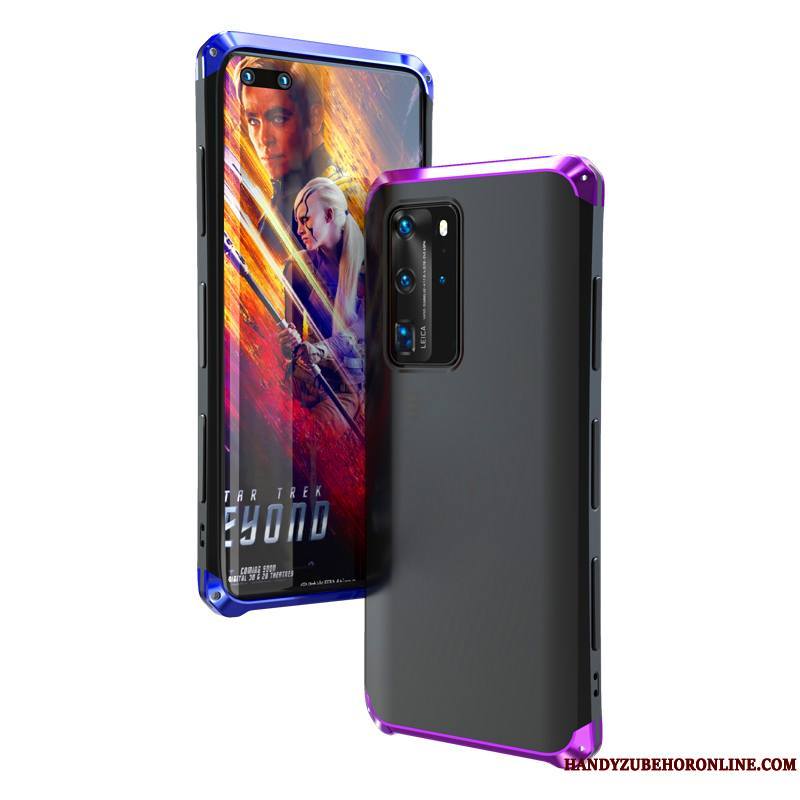 Huawei P40 Créatif Métal Violet Silicone Délavé En Daim Personnalité Coque De Téléphone