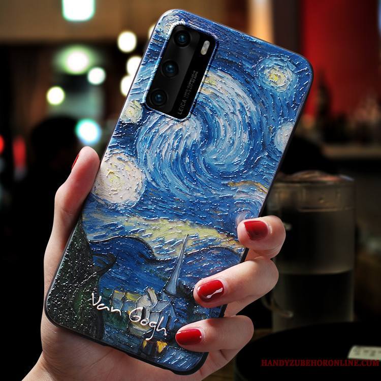 Huawei P40 Délavé En Daim Silicone Créatif Coque De Téléphone Personnalité Légères Art