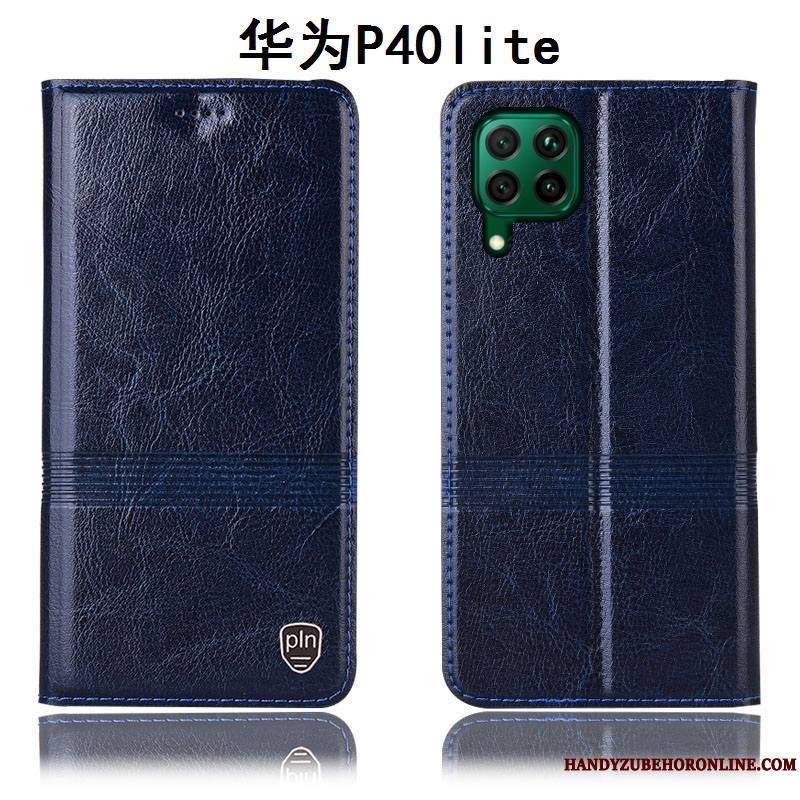Huawei P40 Lite Protection Bleu Coque De Téléphone Étui En Cuir Incassable Tout Compris