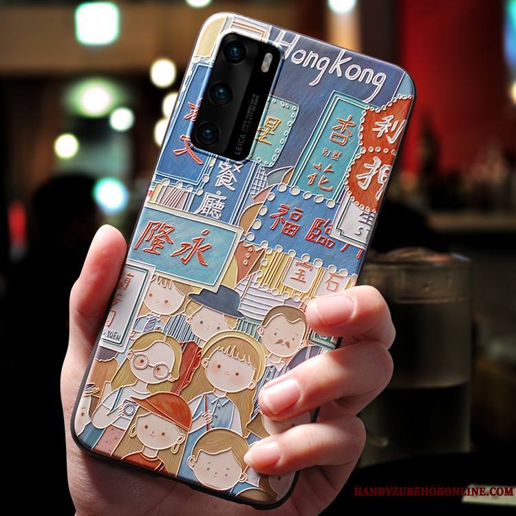 Huawei P40 Marque De Tendance Délavé En Daim Personnalité Tout Compris Dessin Animé Coque De Téléphone Amoureux
