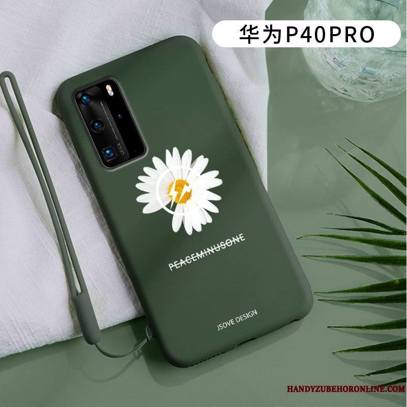 Huawei P40 Pro Coque Vert Tout Compris Simple Protection Créatif Silicone Petit