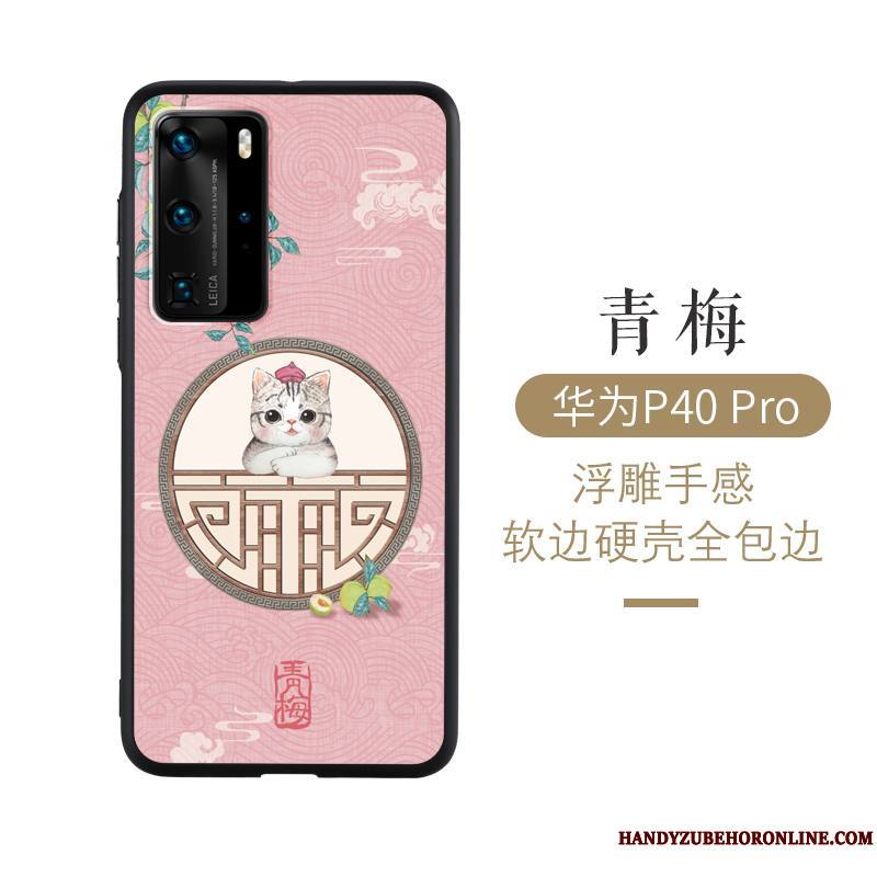Huawei P40 Pro Personnalité Coque De Téléphone Créatif Chat Bleu Amoureux Protection