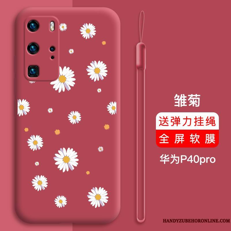 Huawei P40 Pro Rouge Étui Silicone Marque De Tendance Personnalité Coque De Téléphone Tout Compris