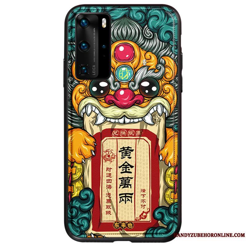 Huawei P40 Pro Téléphone Portable Multicolore Amoureux Coque Étui Cuir Personnalité