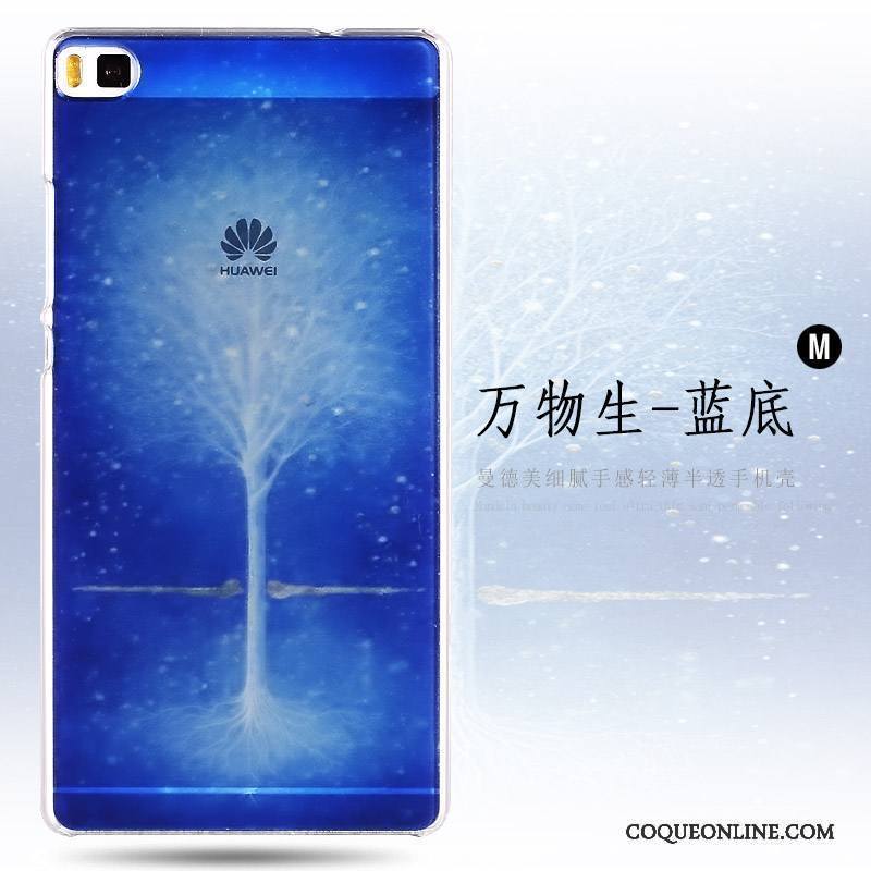 Huawei P8 Haute Peinture Difficile Étui Coque De Téléphone Bleu Protection