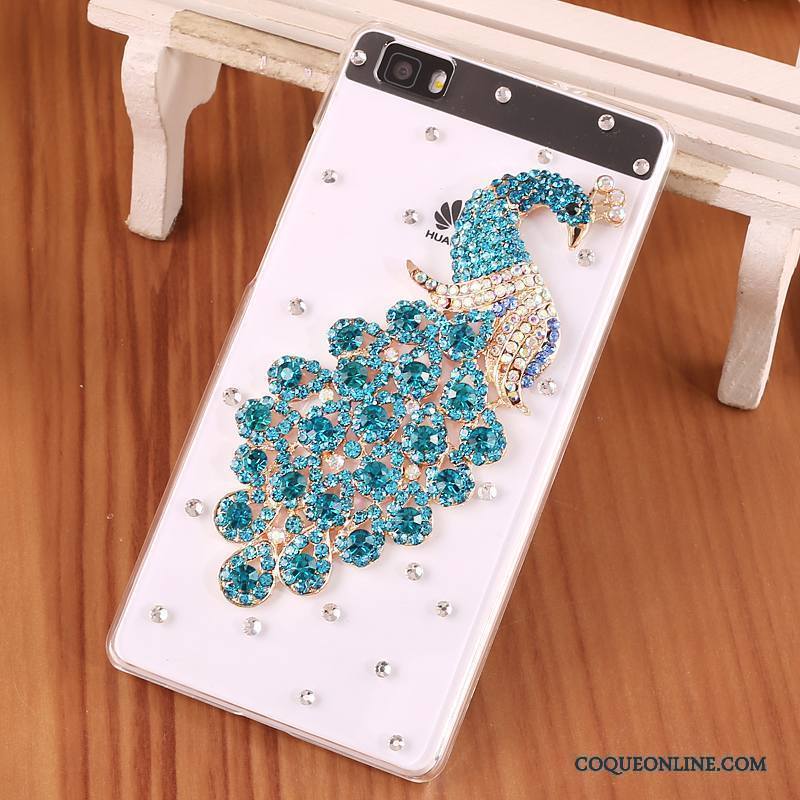 Huawei P8 Lite Transparent Difficile Protection Bleu Coque De Téléphone Étui Strass