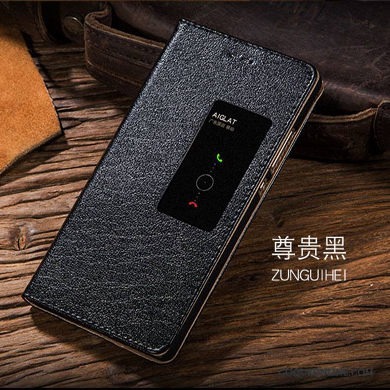 Huawei P8 Protection Coque De Téléphone Légère Noir Clamshell Étui En Cuir Haute