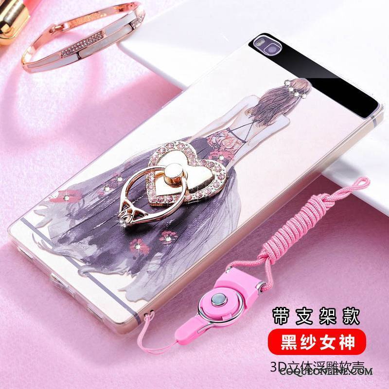 Huawei P8 Strass Transparent Silicone Coque De Téléphone Incassable Haute Violet