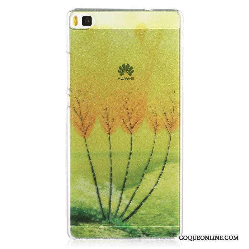 Huawei P8 Étui Téléphone Portable Vert Difficile Peinture Coque Protection