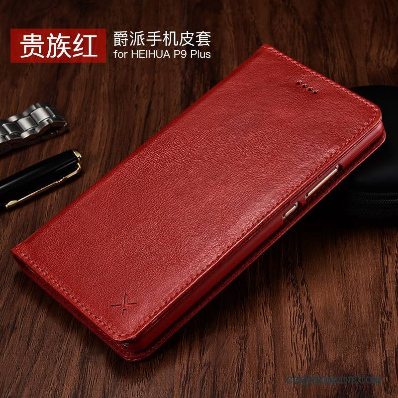 Huawei P9 Coque Business Tout Compris Étui Clamshell Étui En Cuir Téléphone Portable Rouge