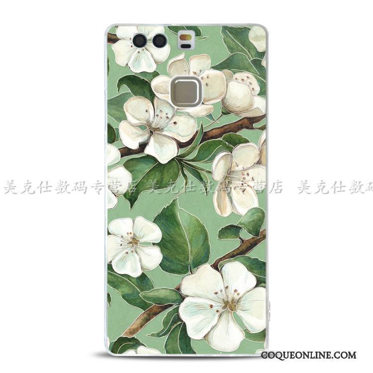 Huawei P9 Coque De Téléphone Protection Gaufrage Étui Support Tout Compris Vert