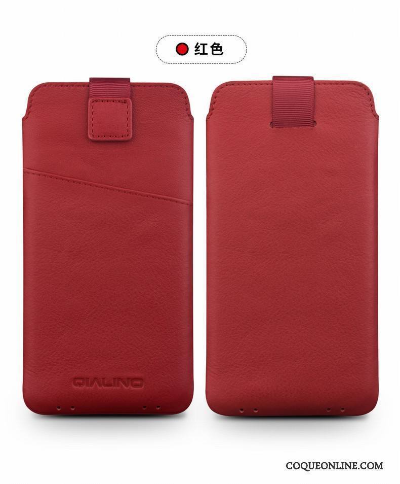 Huawei P9 Coque Étui En Cuir Téléphone Portable Protection Rouge Cuir Véritable Simple Personnalité