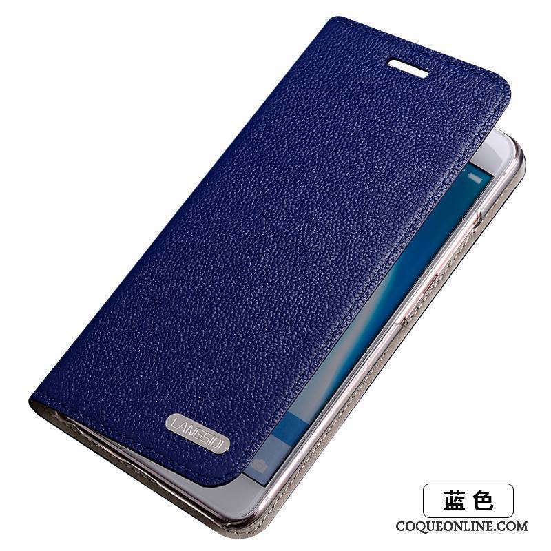 Huawei P9 Lite Coque Protection Bleu Étui Étui En Cuir Cuir Véritable Jeunesse Housse