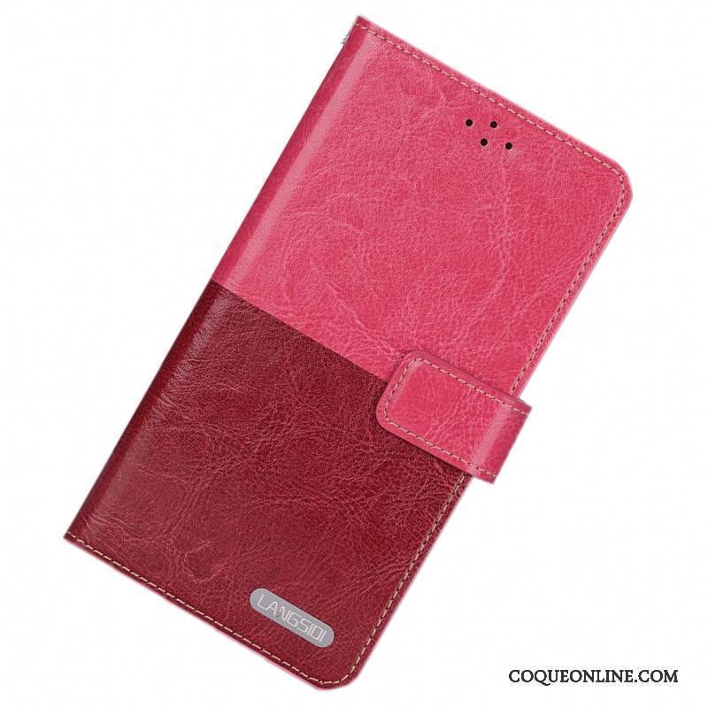 Huawei P9 Lite Couture Couleurs Coque Jeunesse Protection Ornements Suspendus Cuir Véritable Rouge
