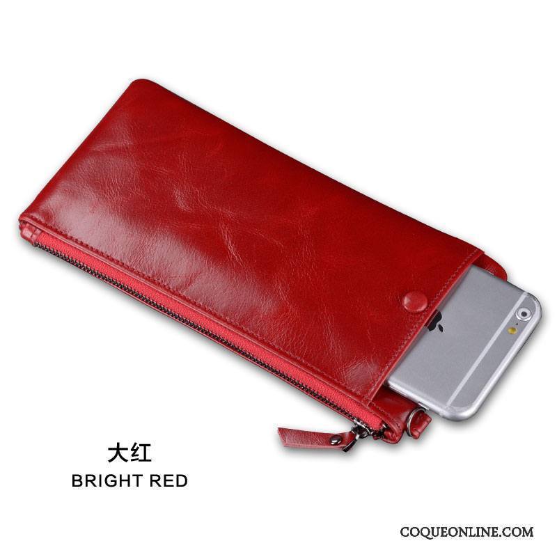 Huawei P9 Lite Cuir Véritable Coque De Téléphone Étui En Cuir Protection Téléphone Portable Rouge Portefeuille