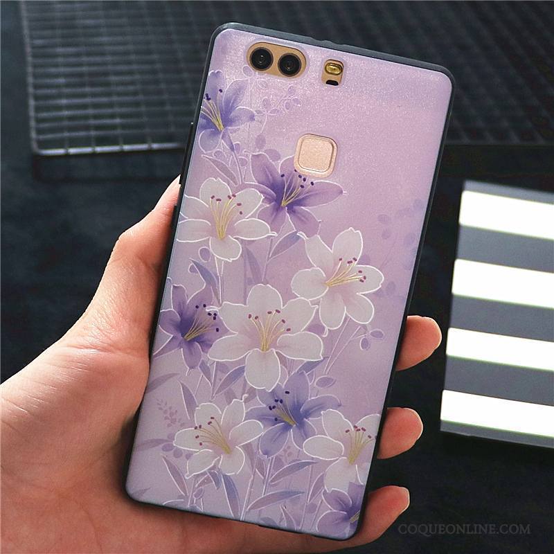 Huawei P9 Plus Coque De Téléphone Protection Tout Compris Violet Étui Gaufrage Incassable